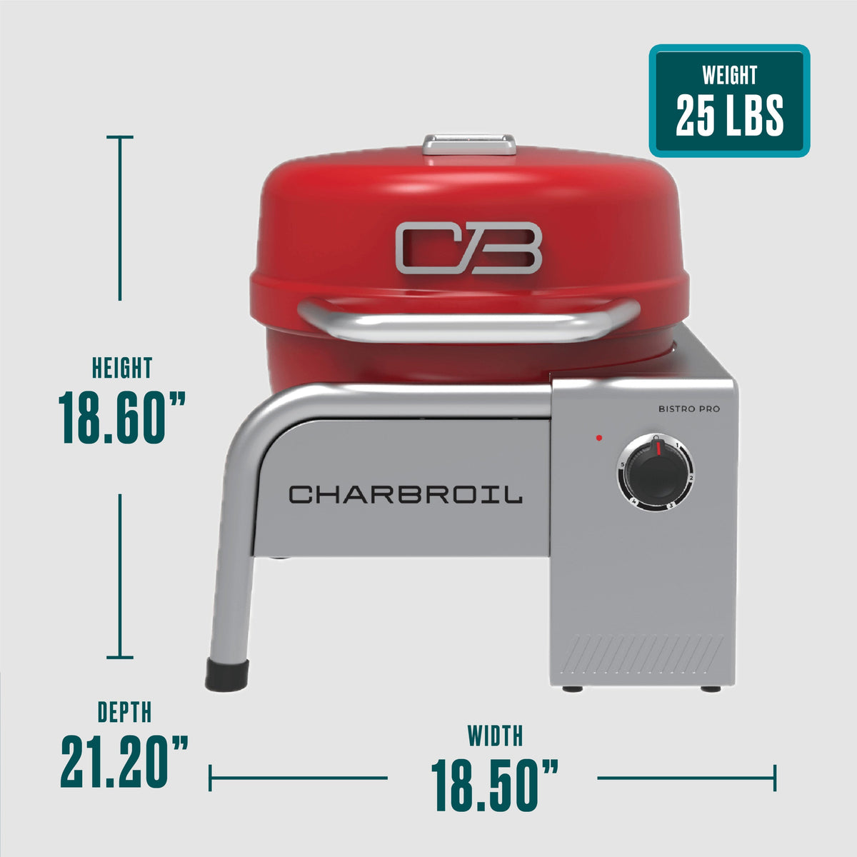 Char-Broil Bistro Pro™ Tabletop Electric Grill Red product view 7