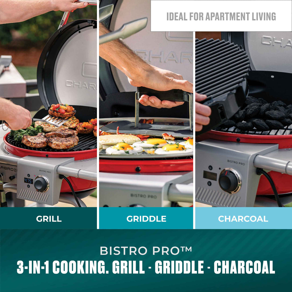 Char-Broil Bistro Pro™ Electric Grill & Griddle + Charcoal Mode Red product view 2